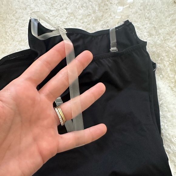 New Varsity Black Crossunder Uniform Bodysuit. Clear Straps Snap Closure. Size M - Picture 5 of 7